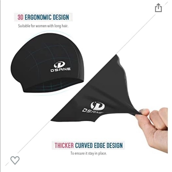 NWT DSANE 100% Silicone Women Swim Cap for Long Hair w/ Ear Plug & Nose … - Picture 8 of 10